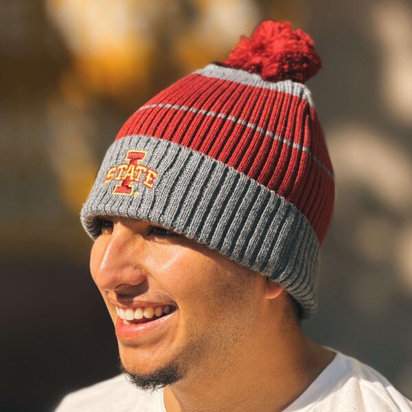 Authentic Brand I-State Gray & Cardinal Knit Pom Beanie